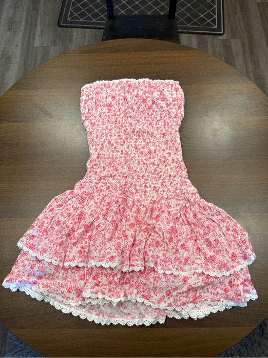 Isabella’s cabinet Dresses & Skirts - Floral Smocked Strapless Pink Mini Dress with Lace Trim